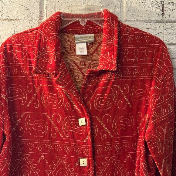 Coldwater Creek Red Button-Up Jacket – Women’s Size M – Geometric Paisley Patter - Picture 2 of 10